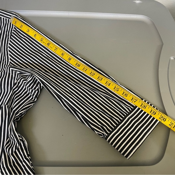 Lauren Ralph Lauren 22W Black White Striped Peplum Button Blouse Work Office - Picture 9 of 11
